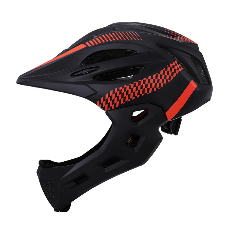 black red Ftiier светодиодный детский шлем для верховой езды, для мальчиков, Полный лицевой баланс, велосипедный шлем, для велоспорта, для детей, полное покрытие, для скутера, BMX, велосипедный шлем для скейта - Цвет: black red
