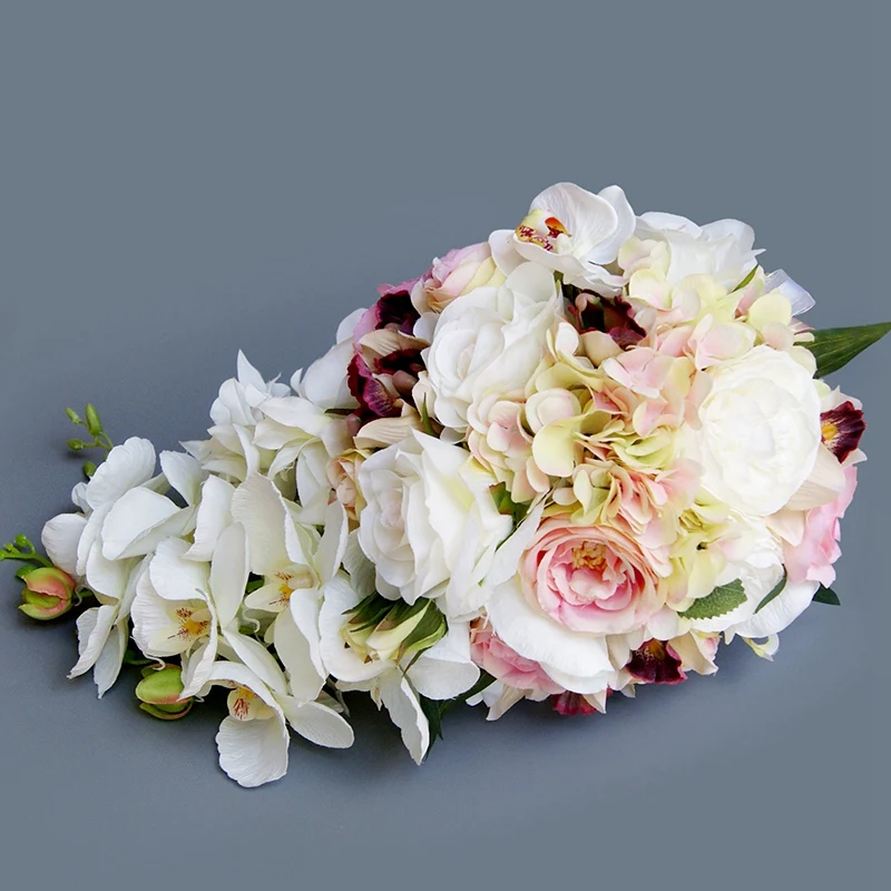 Waterfall Water Drop Type Bouquet Pink White Wedding Flowers Bridal Bouquets Artificial Rose Pr | Свадьбы и торжества