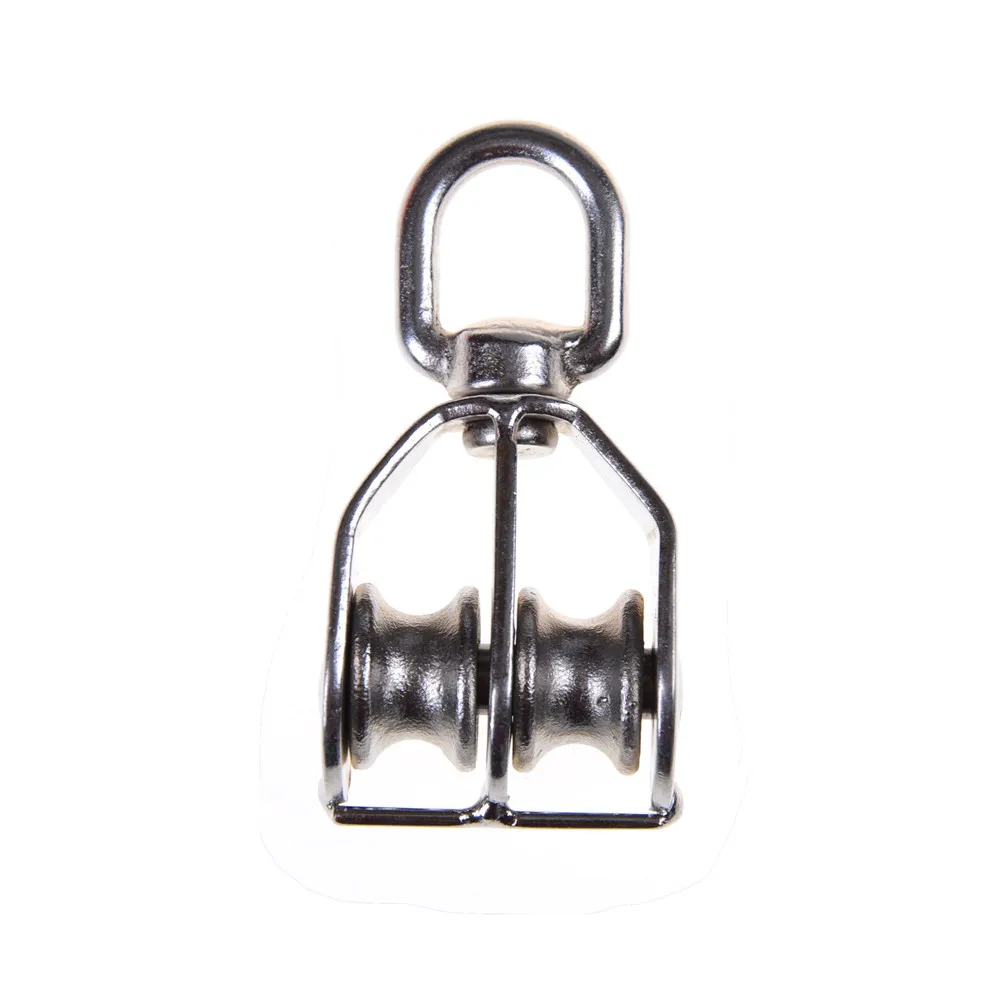 

High Quality M15 Durable Swivel 304 Stainless Steel Double Sheave Wire Rope Pulley Block Chain Traction Wheel