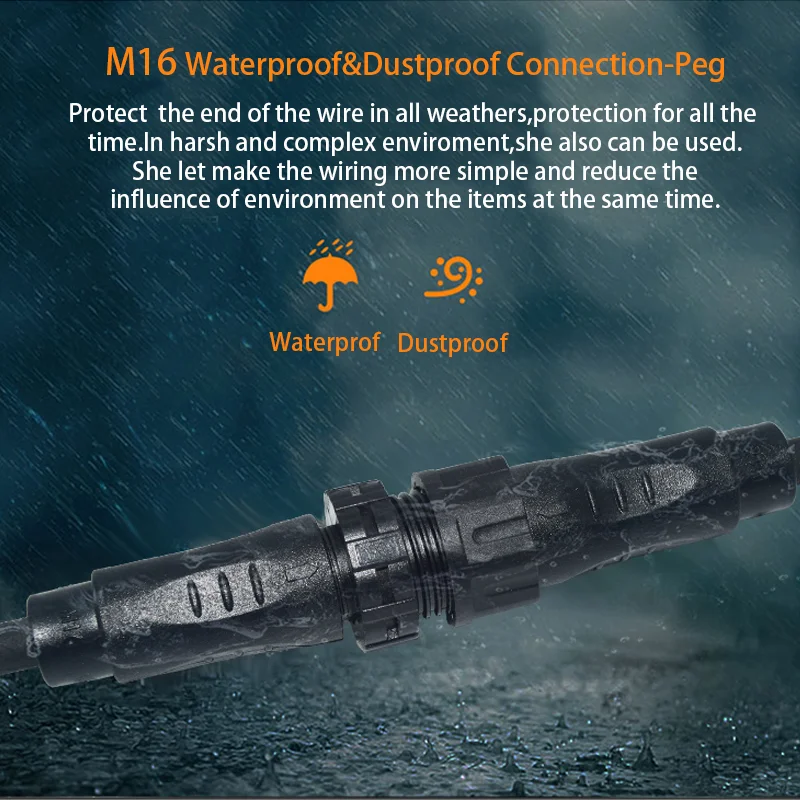 Нейлоновый водонепроницаемый разъем M16 наружный штекер и гнездо для подключения