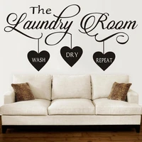 the laundry room sign wall decals decoration wash dry repeat lettering vinyl stickers laundry shop art poster decor hy1993