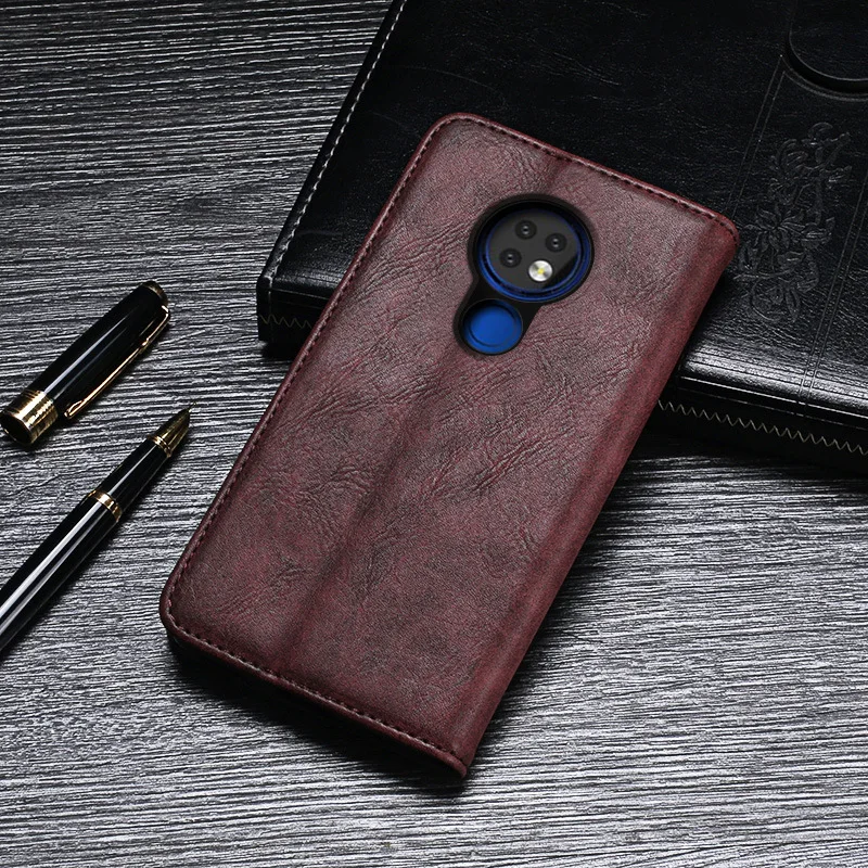 Для Nokia 6 2 чехол TA-1198 TA-1200 роскошный бизнес флип PU кошелек ретро кожаные чехлы для 7