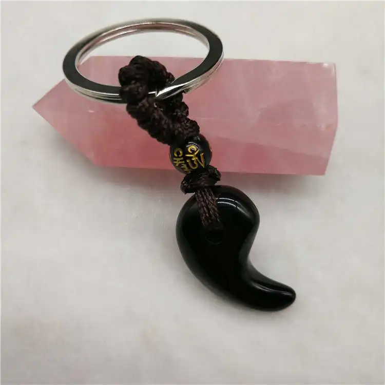 Прямая доставка брелок натуральный черный обсидиан хрустальные аксессуары