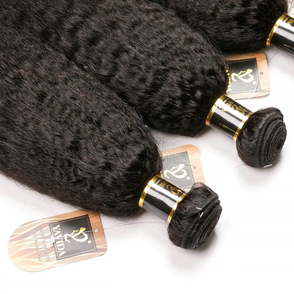 Курчавые прямые индийские человеческие волосы Yavida пучков для наращивания Yaki без