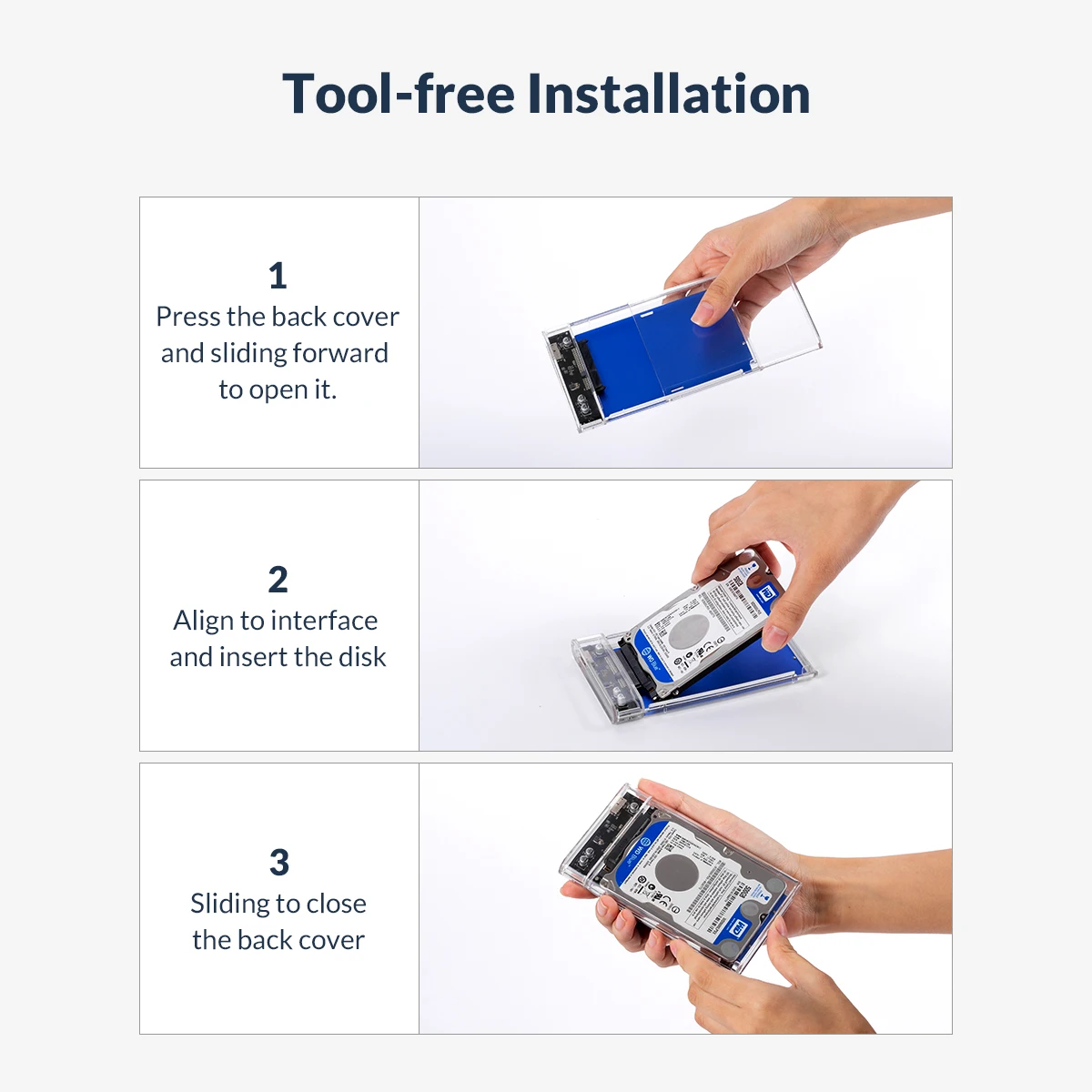 ORICO корпус для жесткого диска SATA на USB 3,0 чехол для жесткого диска бесплатно для 7/9, 5 мм 2,5 дюйма Sata SSD до 4 ТБ коробка для жесткого диска Внешний чехол для жесткого диска