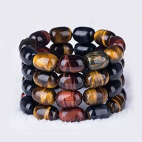 1 strand natural color tigers eye stone bucket bead bracelet muanshi mens and womens barrel bead hand string 11x16mm 13x18mm