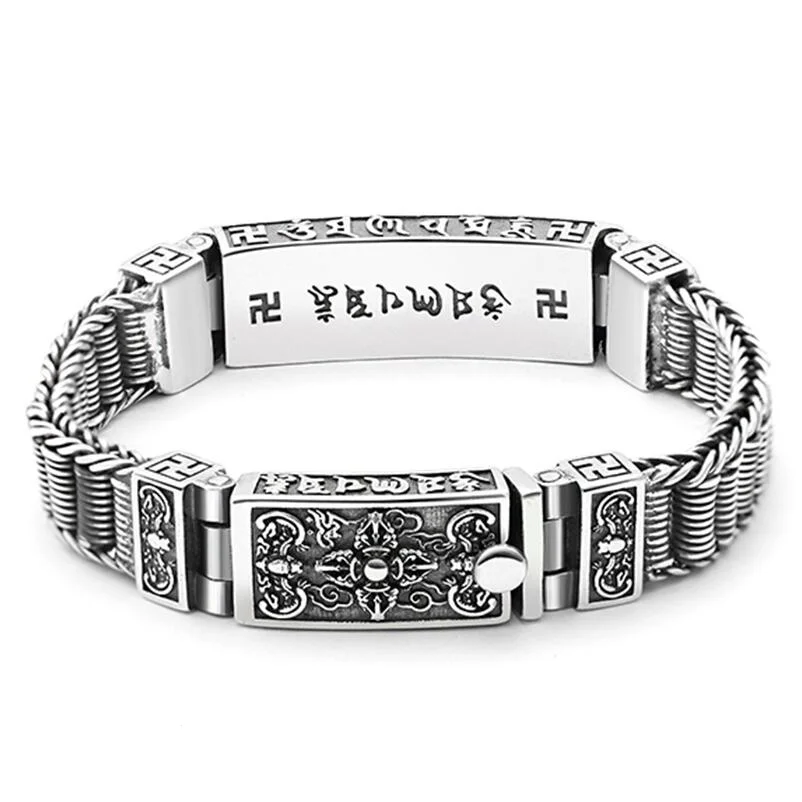 Тайский S925 Серебряный браслет, властные танки, цепь, 925 пробы, серебряный, винтажный браслет с цепочкой и замком
