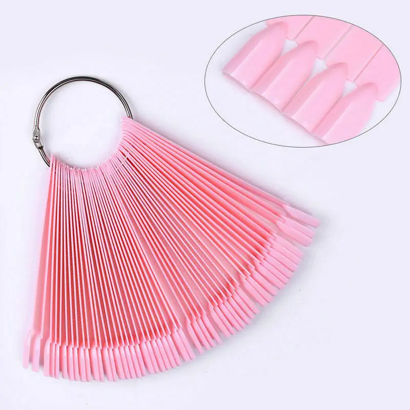 50 шт., для дизайна ногтей, накладные советы, практический дисплей, прозрачный, натуральный цвет, диаграмма, акрил, УФ, накладные Типсы для маникюра, сделай сам, поддельные наклейки