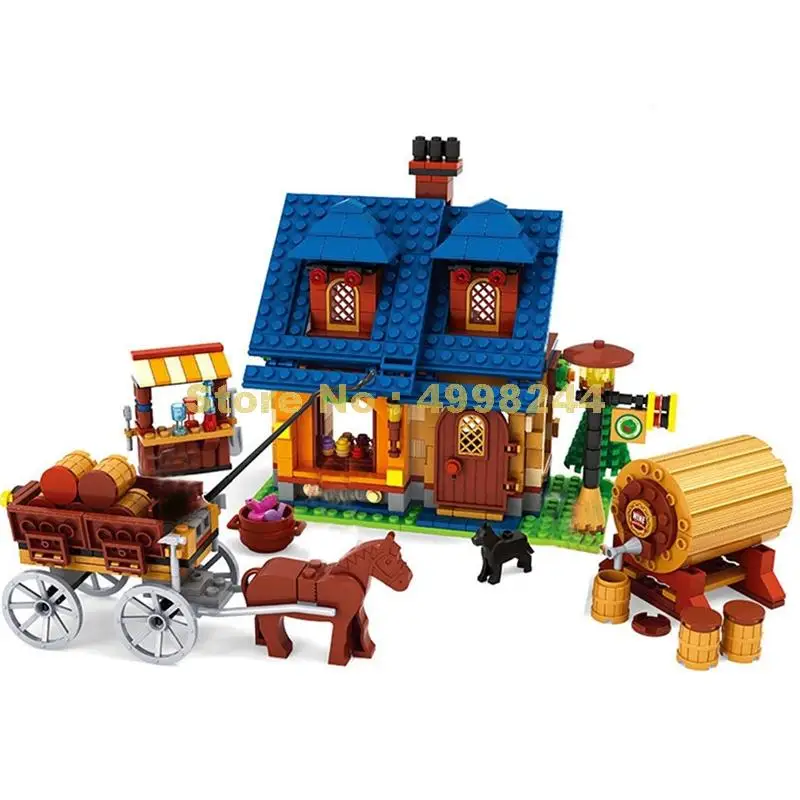 Ausini 686 шт. городская ферма винный дом строительные блоки 3 кирпича игрушка|Блочные