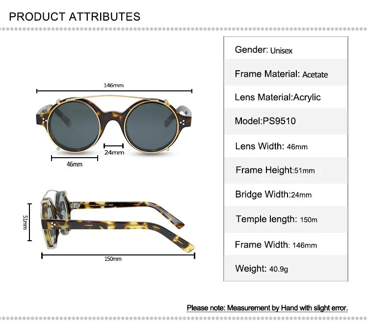 

Vintage Round Sunglasses Women Full Rim Clip Polarized Frame High Quality Goggle UV400 Retro Brand Driving Sun Glasses Men