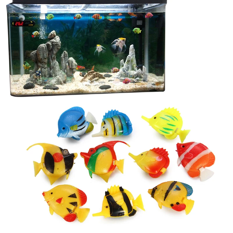 

Реалистичные пластиковые маленькие поддельные рыбы 10 шт., движущиеся плавающие украшения для аквариума, украшения для аквариума, новинка, с...