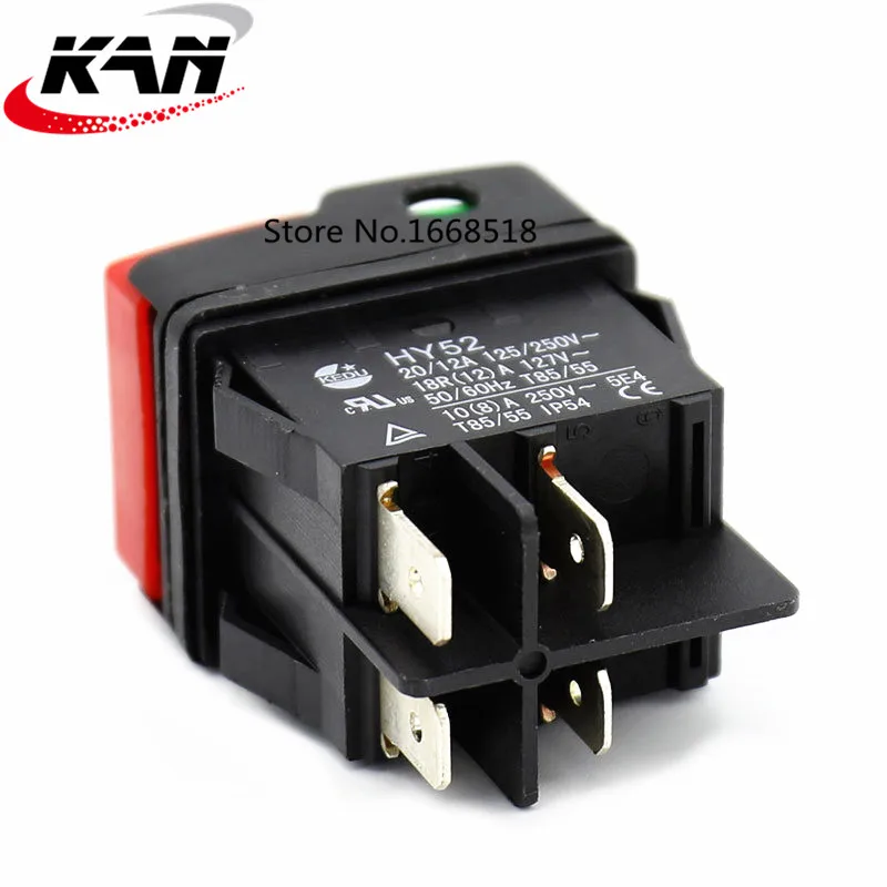 KEDU HY52 250 в 12 а 4 контактный Электрический кнопочный переключатель