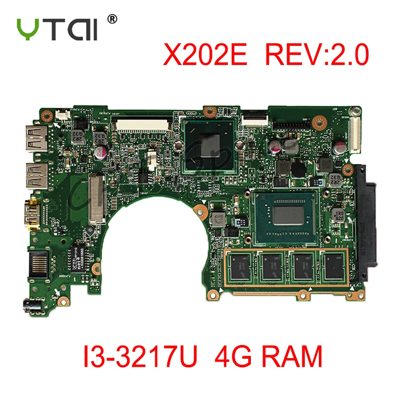 X202E материнская плата для ноутбука ASUS X202E X201E S200E X201EP Материнская плата ноутбука I3-3217U 2G Оперативная память тестирование в целости