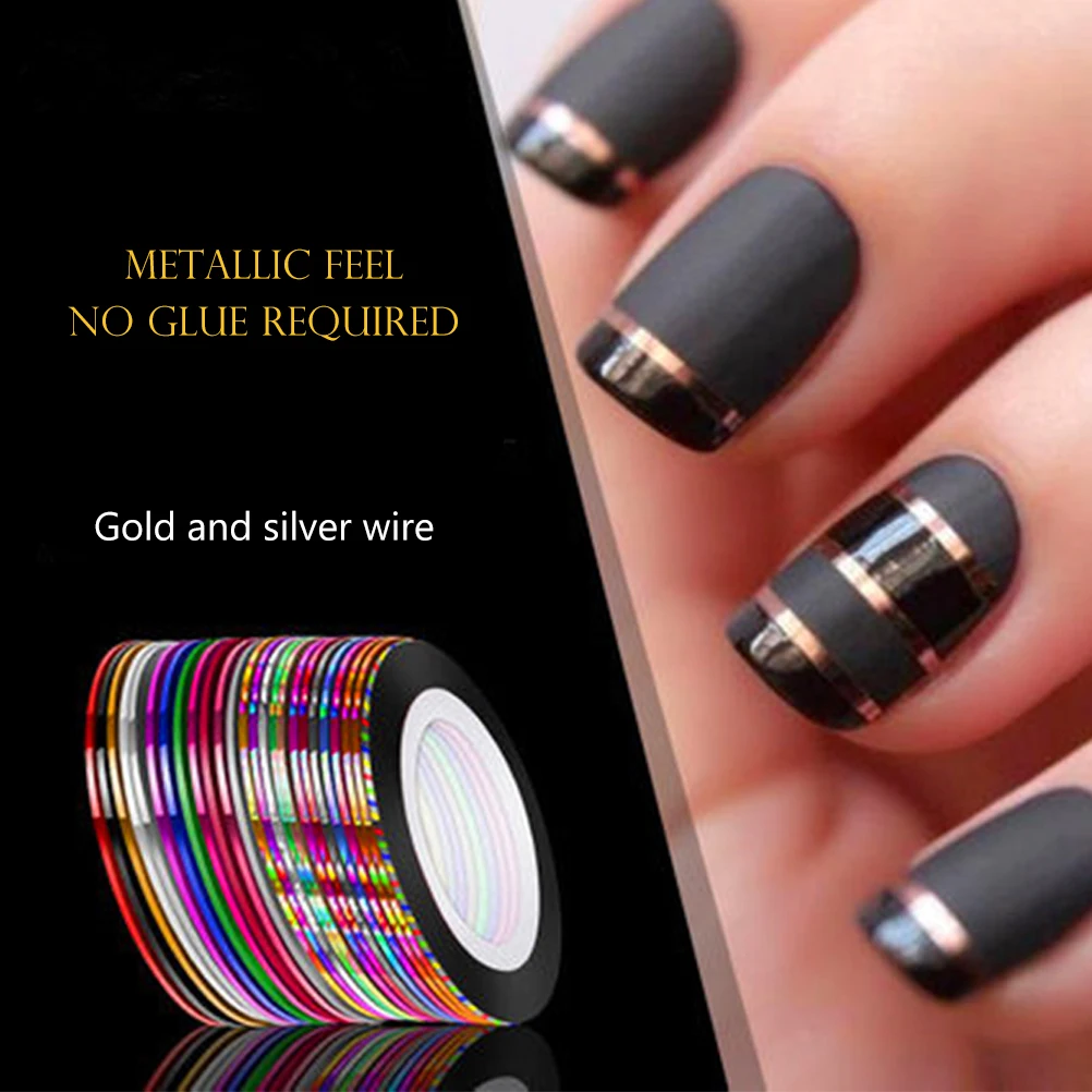 32 Цвета полосатая наклейка голографическая 3D полоски вкладыш лента клейкая