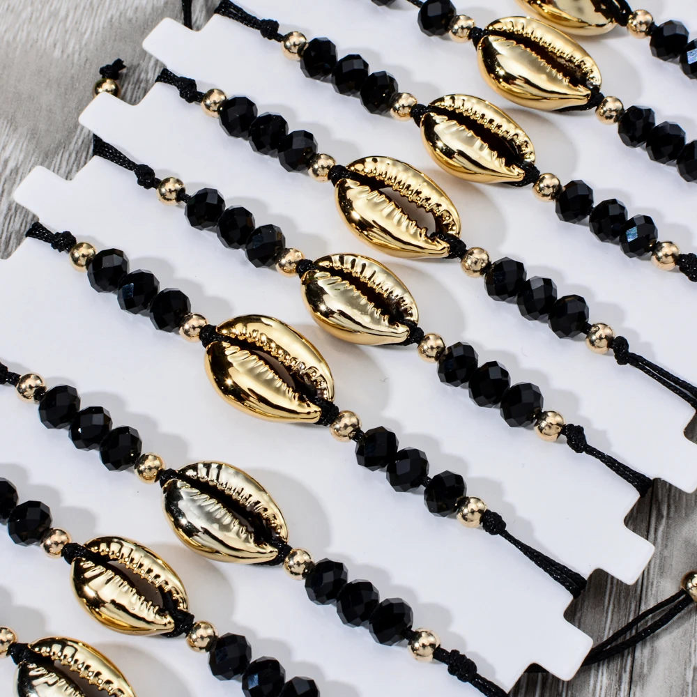 12 шт./партия Оболочка золотого цвета очаровательные плетеные браслеты ручной