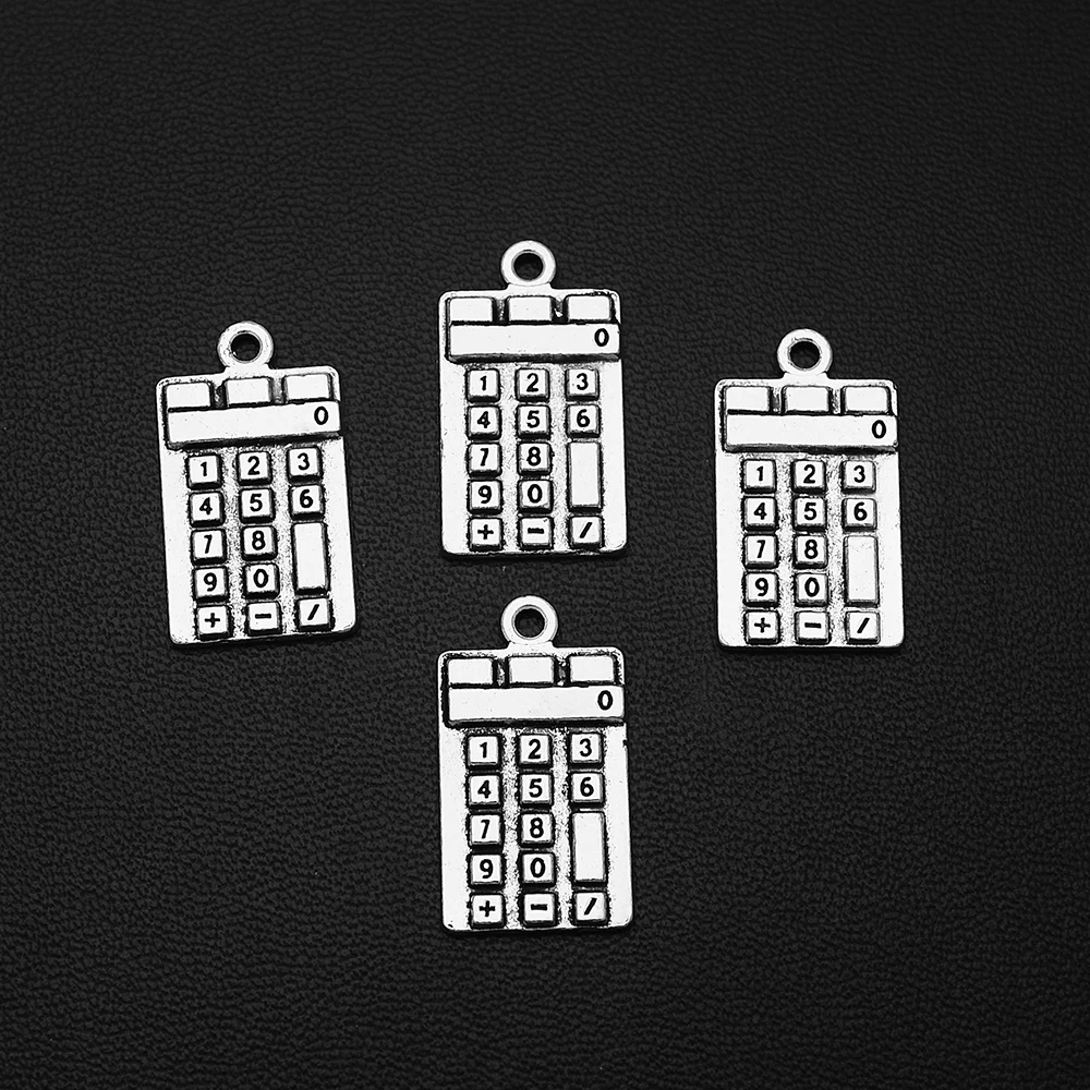 

5pcs/Lots 13x23mm Antique Silver Plated Calculator Counter Charms School Student Pendants For Diy Vintage Keychain Jewelry Parts