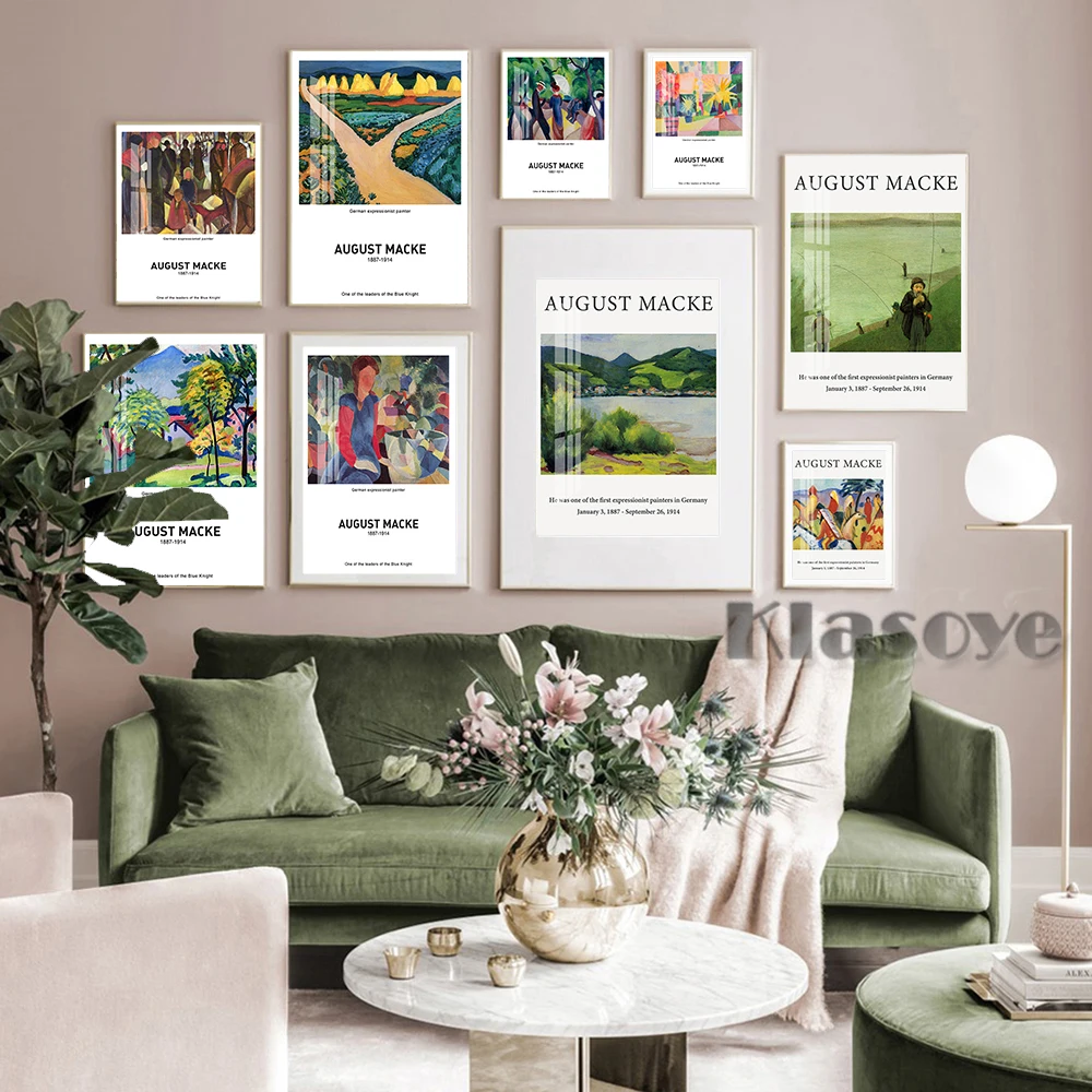 

August Macke Cubism Expressionism Retro Poster Girls In Green Canvas Painting Promenade Art Prints Wall Stickers Home Decor Gift