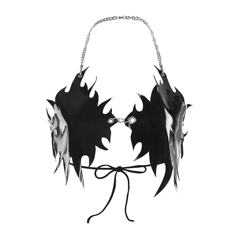 Women Sexy Black PU Leather Strappy Crop Top Chain Halter Bra Bandeau Party Nightclub Rave Outfits Hot Ladies Tube Tops | Женская одежда