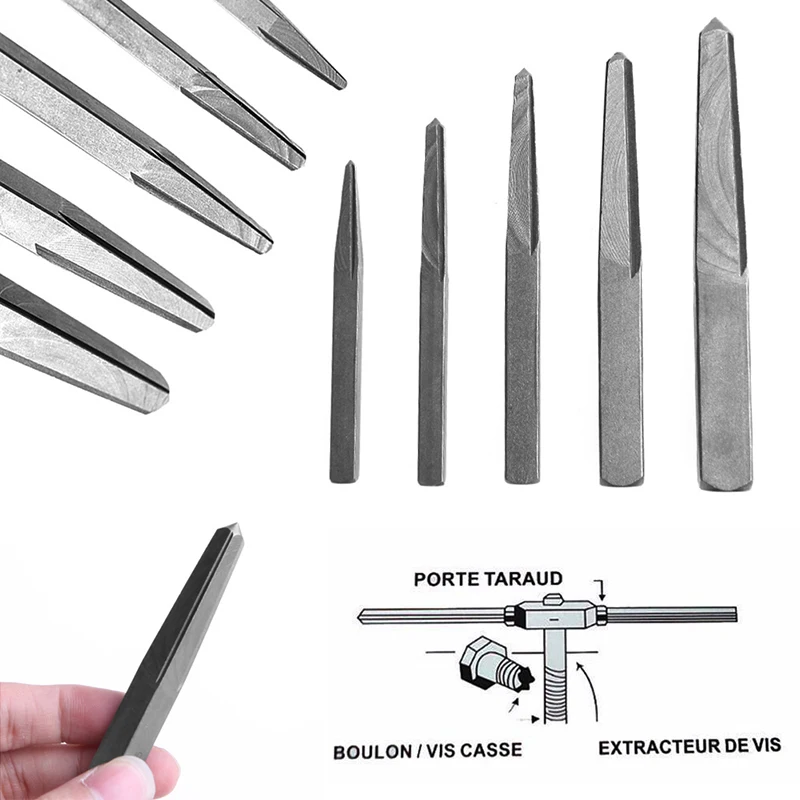 

5Pcs/Set Screw Extractor Kit Guide Broken Damaged Bolt Remover Drill Bits 2017