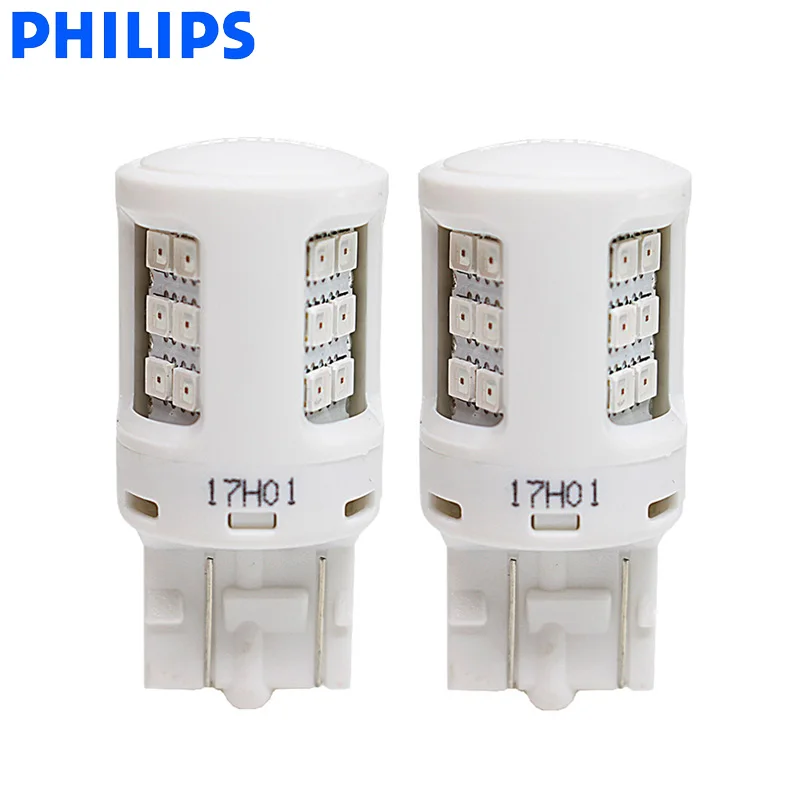 Philips светодиодный W21 / 5 Вт T20 7443 Ultinon 11066ULR красный цвет автомобильные указатели