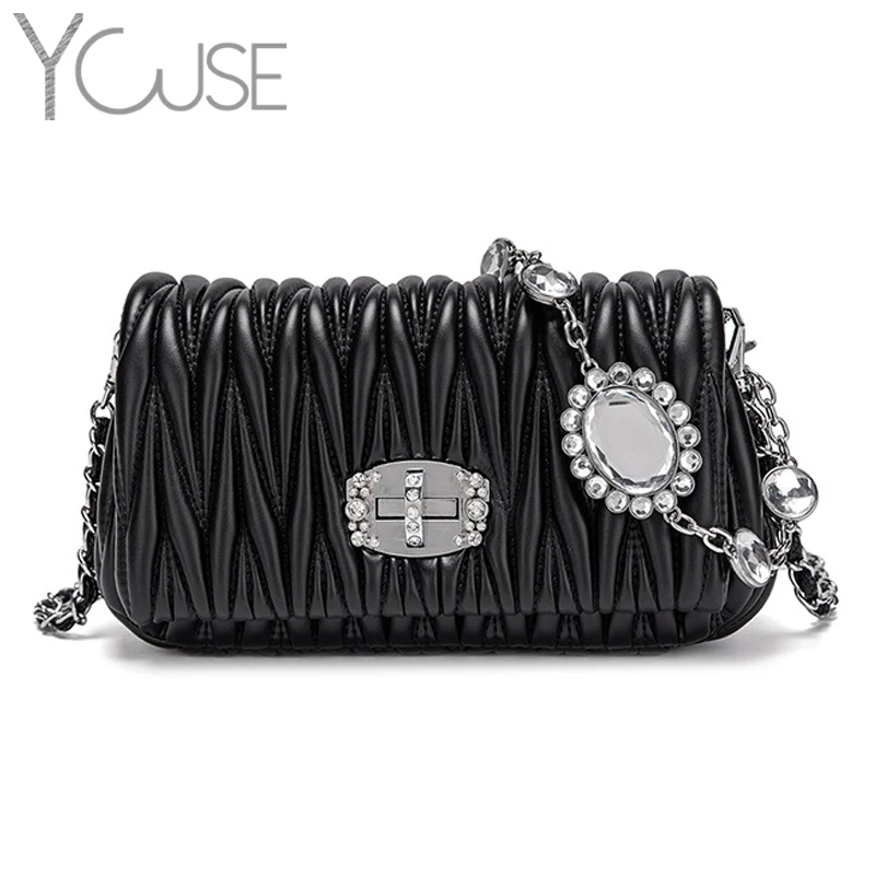 

2021 Fashion Crystal Diamond Design Square Bag Shoulder Messenger Bag PU Leathe Elegant Noble Gem Crossbody Bag Hot Sale Totes