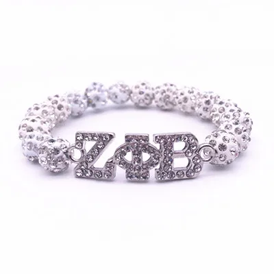 Белые синие Кристальные шарики бисер греческая буква зет Phi Beta Sorority Шарм Браслеты