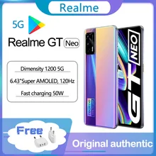 Original realme gt neo 5g telefone inteligente 6.43 "120hz super amoled mtk deminsty 1200 50w 4500mah carga rápida 64mp câmera rom global (4)