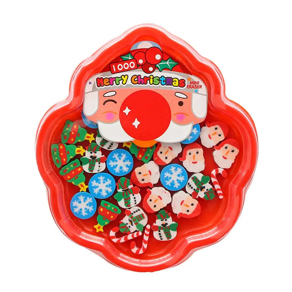 36Pcs/Box Cute Mini Christmas Series Erasers Kawaii Stationery for Kids Children Gifts Pencil Rubbers material escolar | Канцтовары для