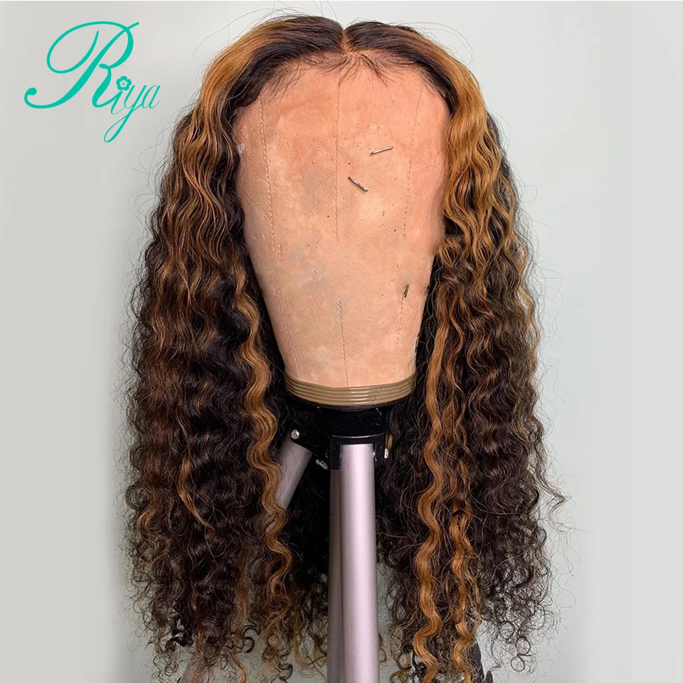 13X4 хайлайтер Омбре цвет вьющийся парик прямые кружевные передние человеческие