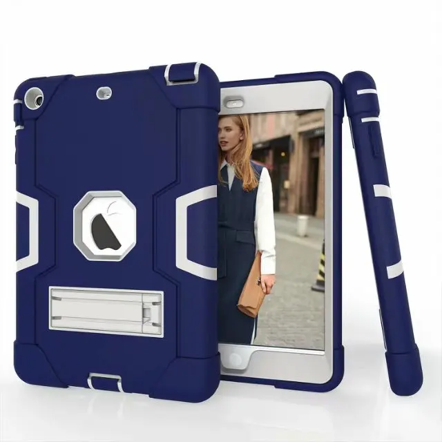 navy gray IBuyiWin тяжелый противоударный силиконовый чехол для iPad Mini 2 3 7," планшет Funda Обложка copue Чехол+ пленка для экрана+ ручка - Цвет: navy gray