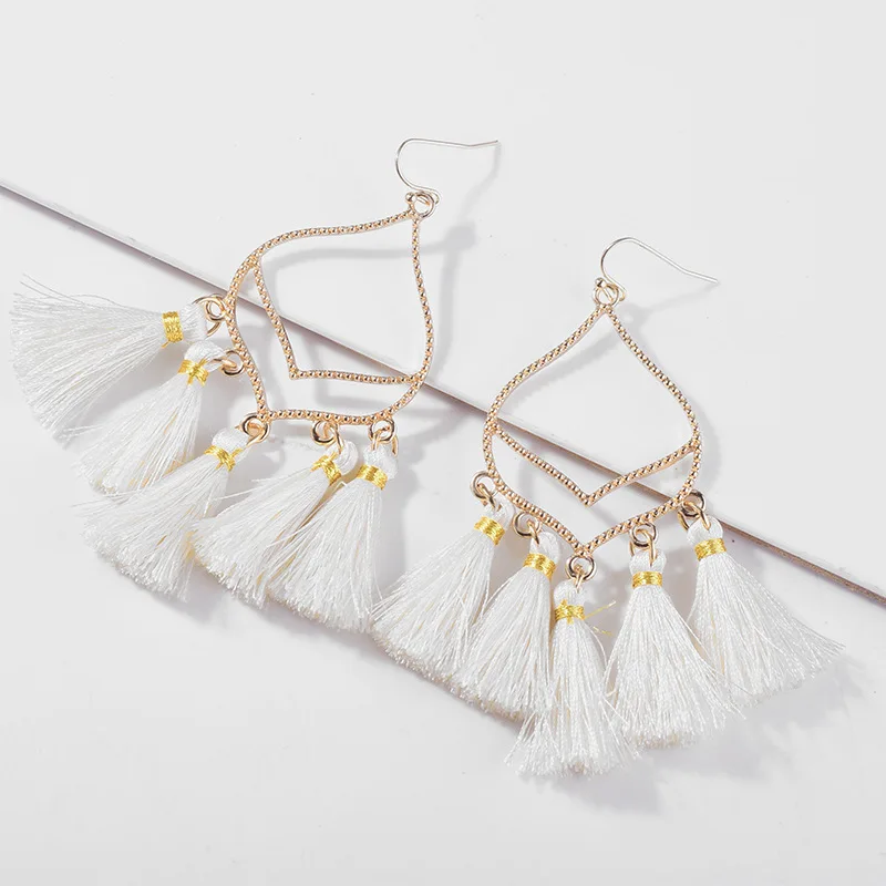 Богемные висячие серьги ручной работы хлопковые Серьги кисточки женские 2019