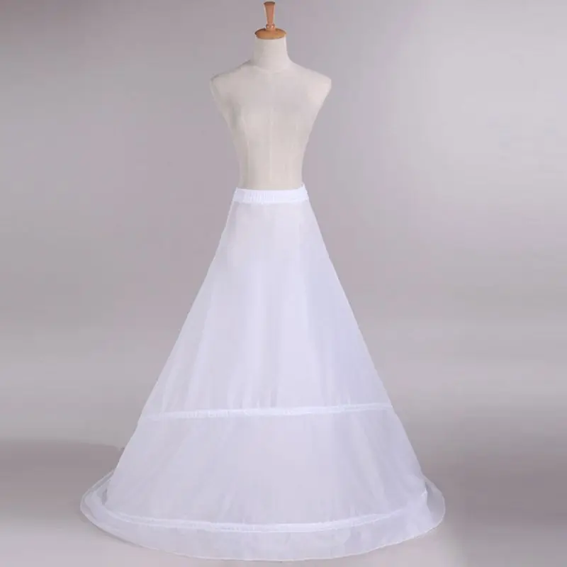 

Bride Wedding Dress Trailing Skirt Petticoat Yarnless 2-hoops Elastic Waist Drawstring Adjustable Fishtail Slip Skirts