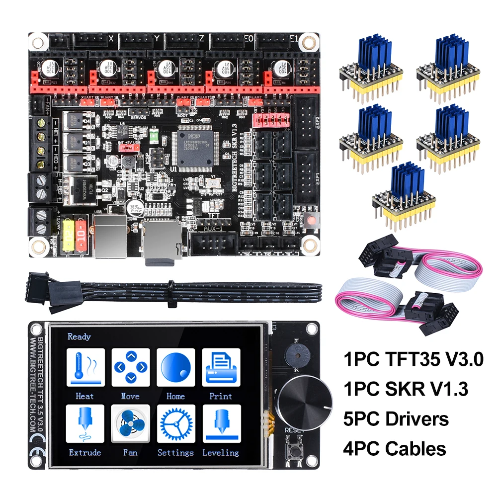 32 битная плата BIGTREETECH SKR V1.3 + сенсорный экран TFT35 V3.0 5 шт. TMC2208 TMC2209 UART TMC2130 spi запчасти