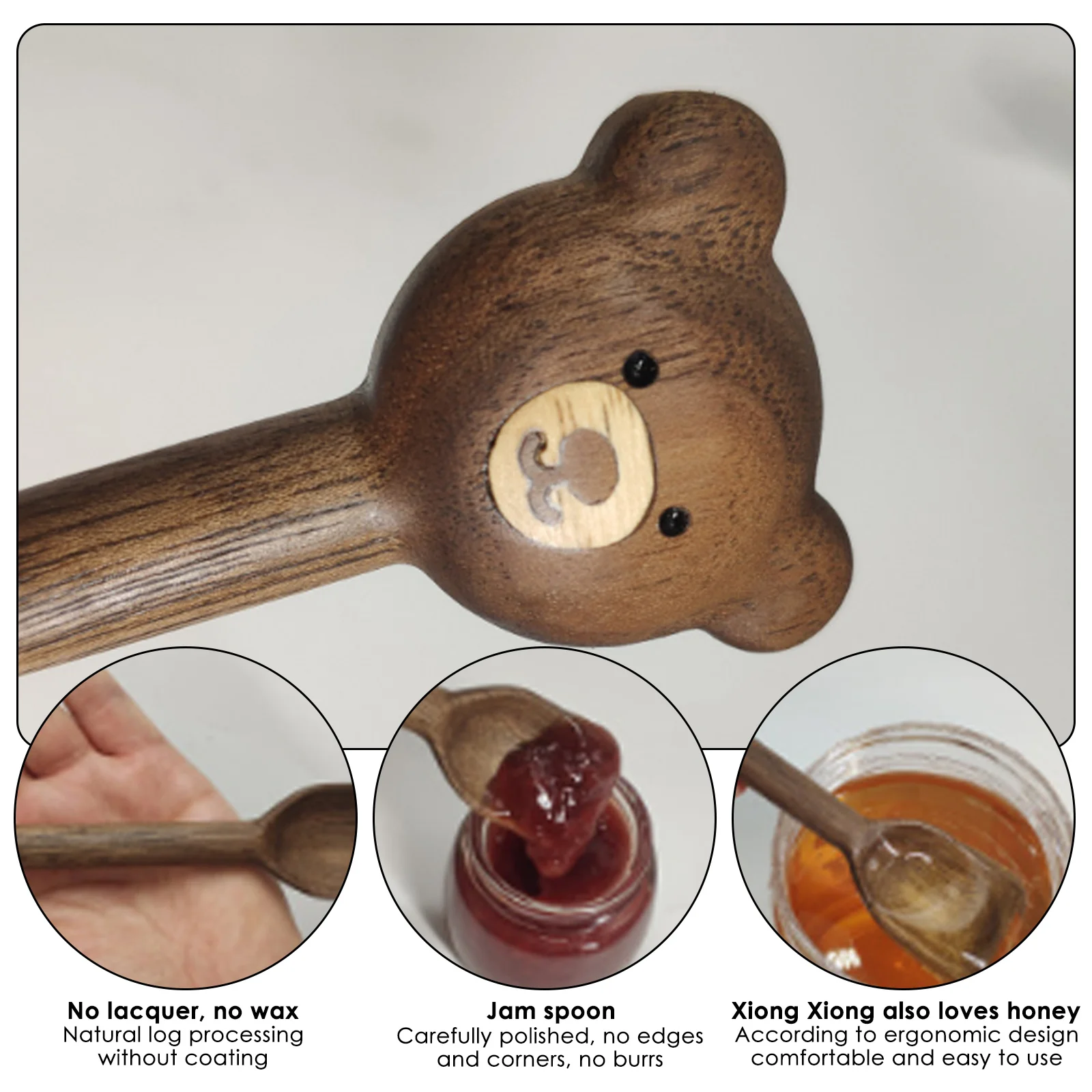 Медведь Мини столовые приборы деревянные ложки посуда из орехового дерева