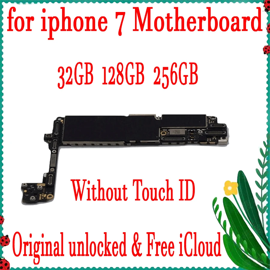 Заводская разблокировка оригинальная материнская плата для iPhone 7 с/без Touch ID IOS