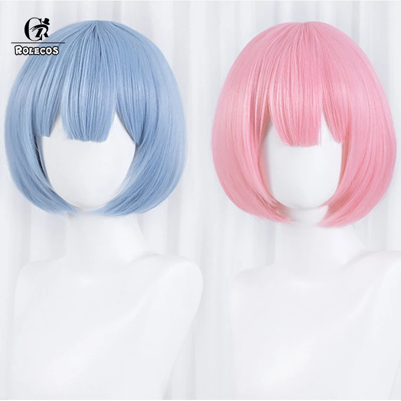 ROLECOS Градуированный цвет REM косплей парик RAM Косплей парики Re:Zero пусковая жизнь в