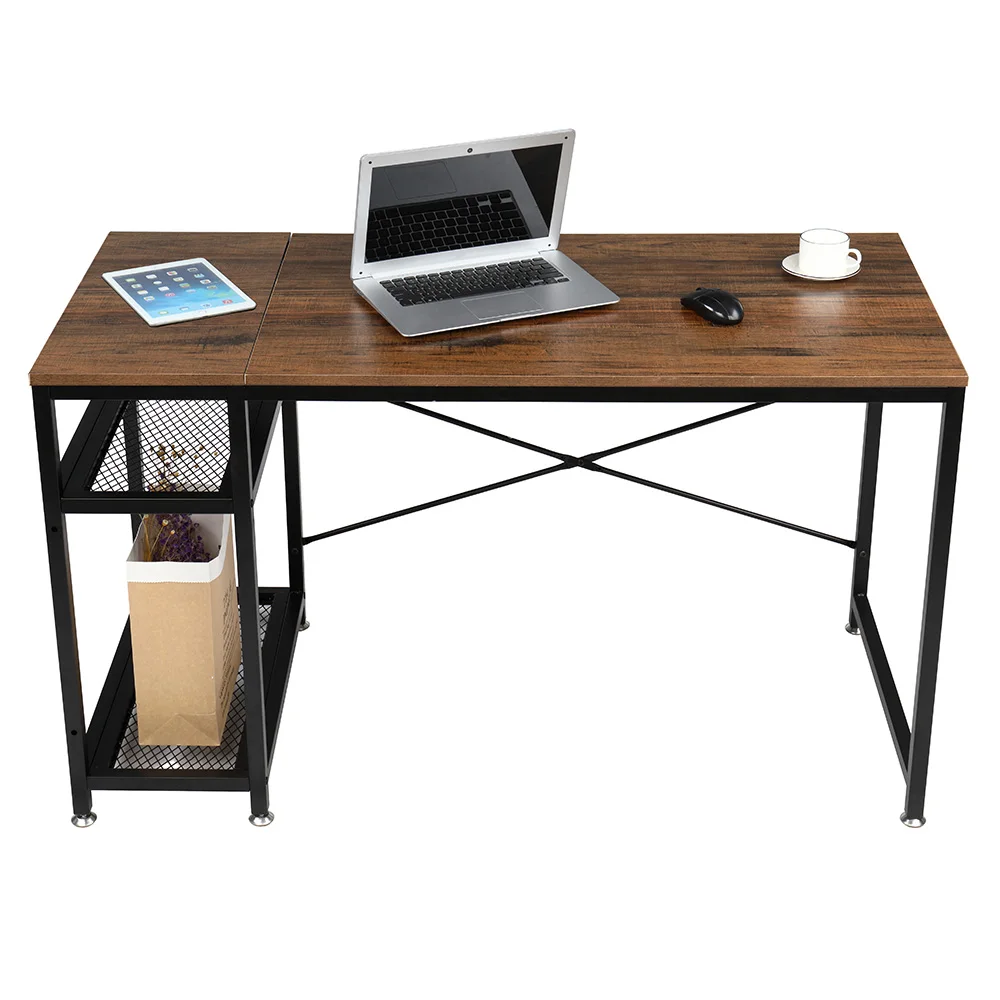 

Splicing Computer Desk PC Laptop Study Office Table Workstation with 2 Storage Shelf Spacious 130x60x75CM 2 Colors[US-Stock]