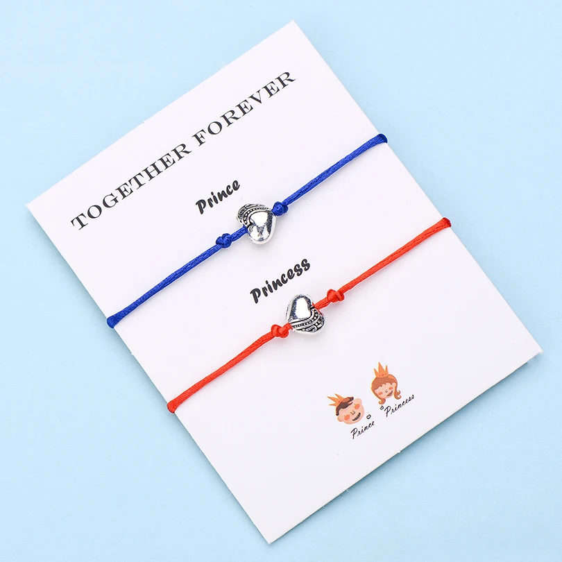 IYOE 2pcs/Set Wish Card Together Forever Couple Bracelets For Women Men Hand Braided Heart Red Thread Bracelet Fashion Jewelry | Украшения