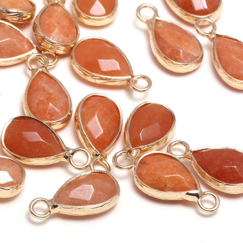 

New Natural Stone Pendant Water Drop Shaped Red Jades Faceted Pendant Necklace for DIY Jewelry Best Birthday Gift Size 10x14mm