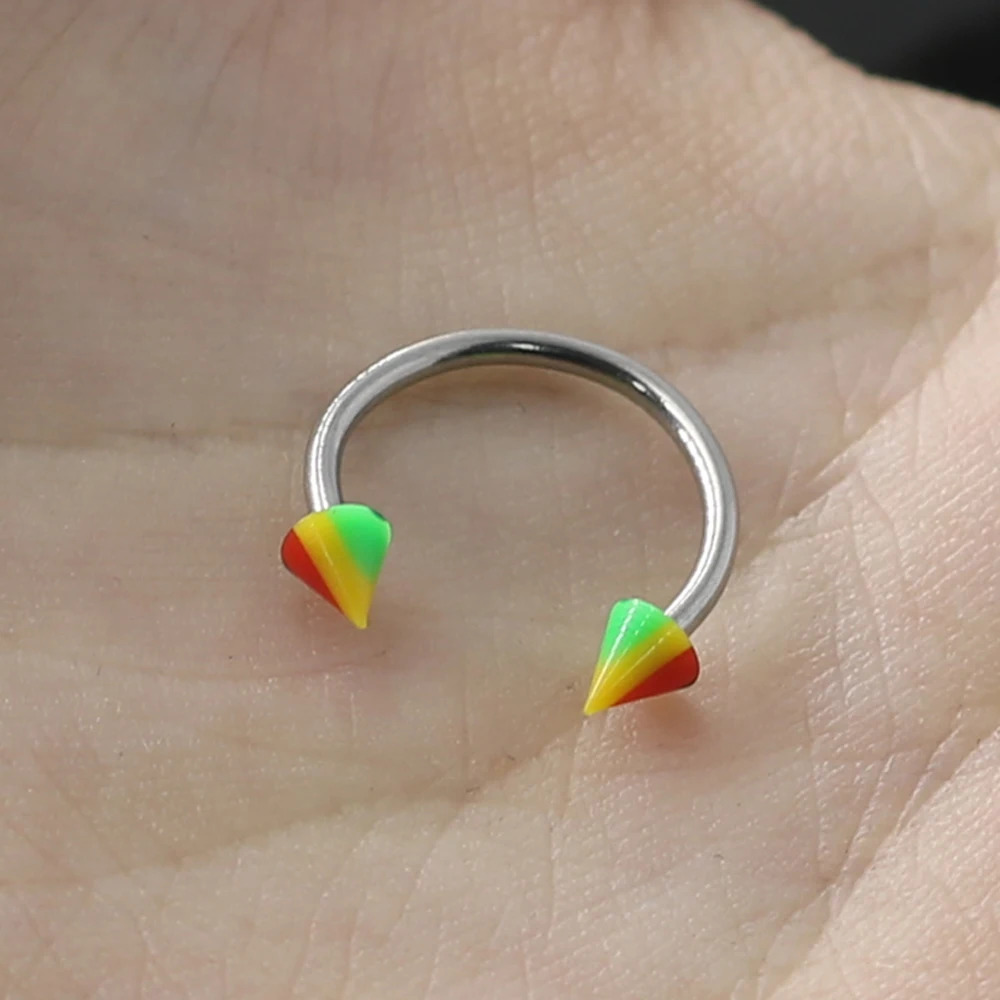 Серьги кольца конические для пирсинга носа пикантные в форме конуса красного и