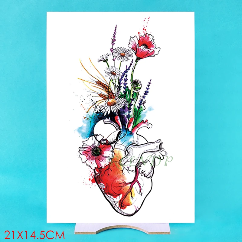

Waterproof Temporary Tattoo Sticker flower rose heart fake tatto flash tatoo tatouage temporaire large size for women men girl