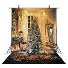 Роскошный Виниловый фон для фотосъемки в гостиной с рождественской елкой подарками камином украшениями
