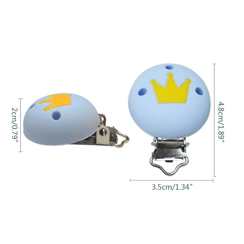 

DIY Cute Infants Newborn Teether Silicone Beads Crown Shape Clips Baby Pacifier Clip Chain Teething Toys Holder