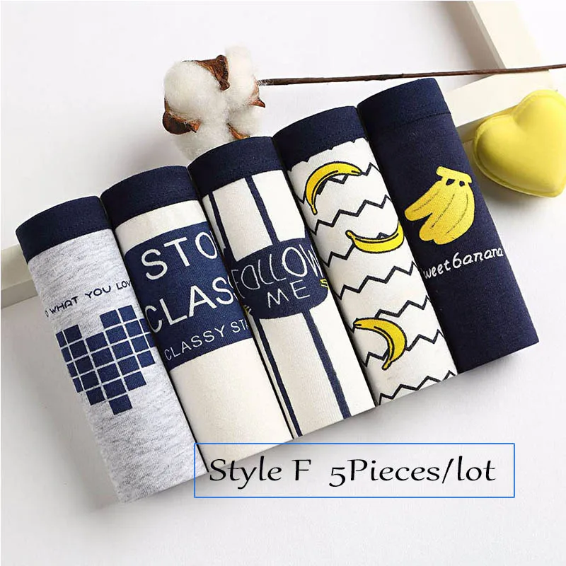 Style F Хлопковые трусики, женское нижнее белье, 5 шт./лот, сексуальные трусы, женские трусы с рисунком, женские трусики, женские трусики, интимные трусы, Прямая поставка - Цвет: Style F