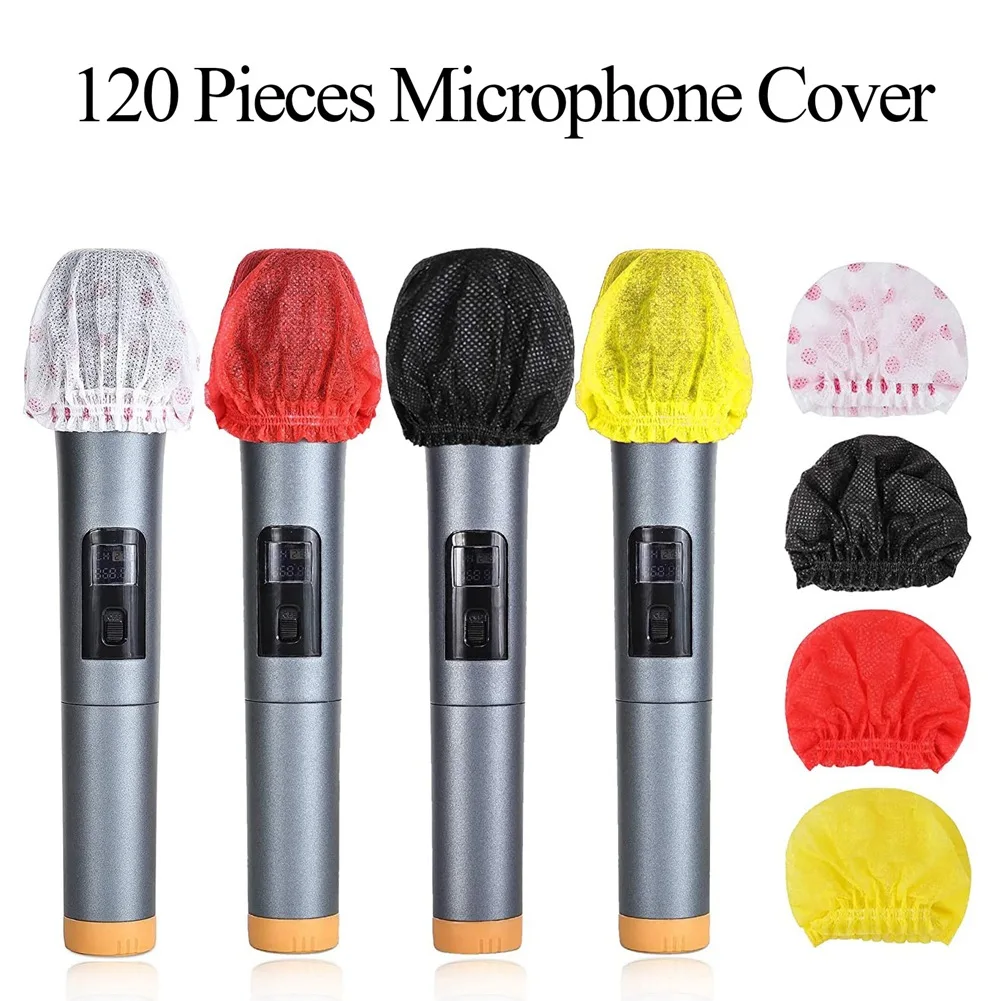 

120pcs Disposable Microphone Cover Non-Woven Handheld Microphone Protective Cap Microphone Accessorie Recording Room Karaoke