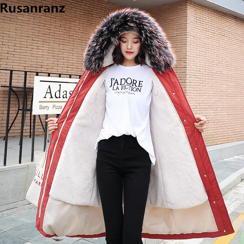 

2019 New Winter Long Thicken Super Warm Hot Wool Inner Women Parkas Jacket Coat Plus Size Female Winter Clothes With Hat