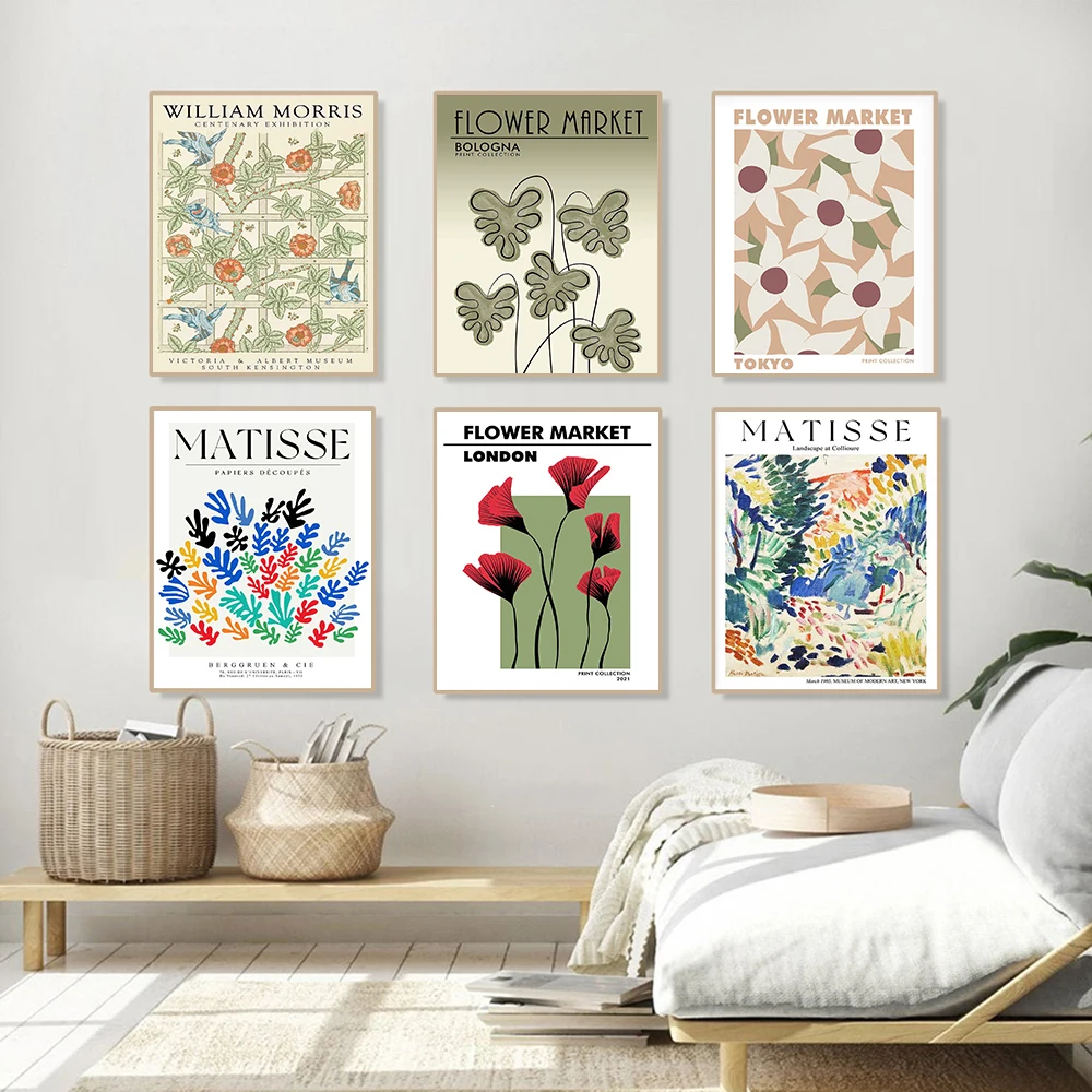

Flower Market Poster William Morris Canvas Painting Botanical Art Print Abstract Nordic Wall Picture For Living Room Home Decor