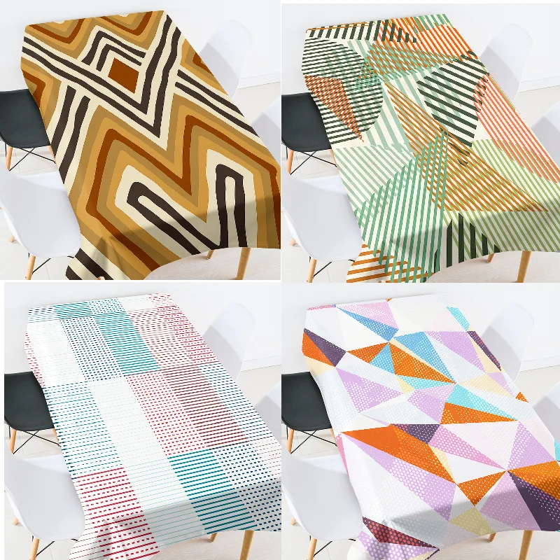 

Водонепроницаемая скатерть с геометрическими полосками, Рождественская скатерть, скатерть для стола, свадебное украшение, украшение для о...