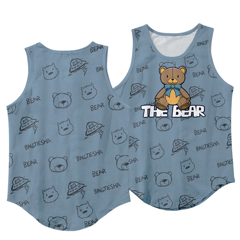 

Новые модные объемные майки для бодибилдинга Kawaii The Bear, мужские и женские безрукавки, жилет для фитнеса, свободная повседневная спортивная одежда 3d для мальчиков и девочек