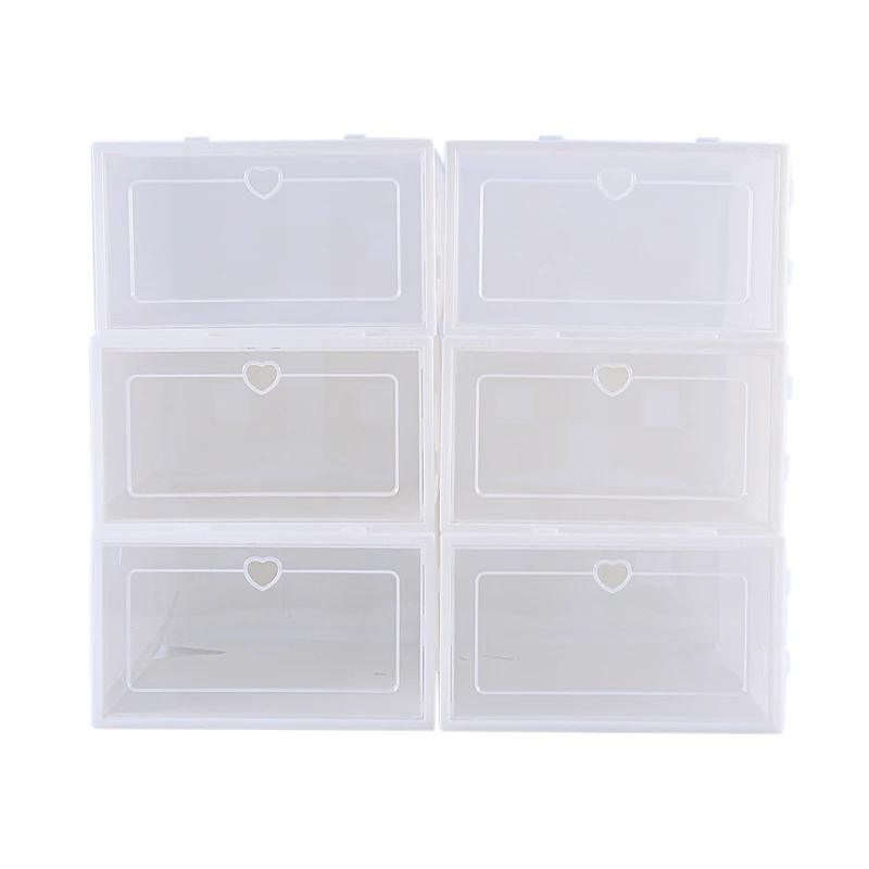 6 шт. прочные пластиковые обувные коробки флип бокс для обуви утолщенный